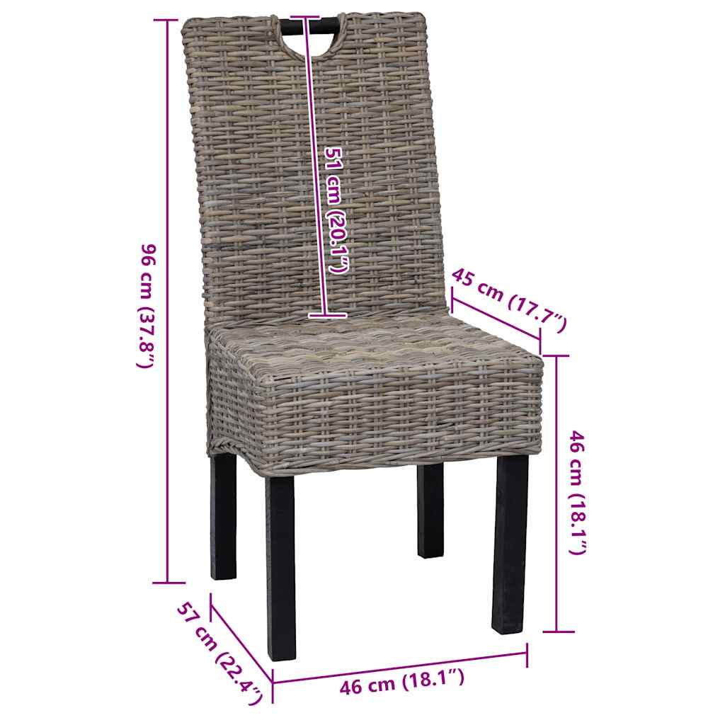 Dining Chair 6 pcs Kubu Rattan Mango Wood