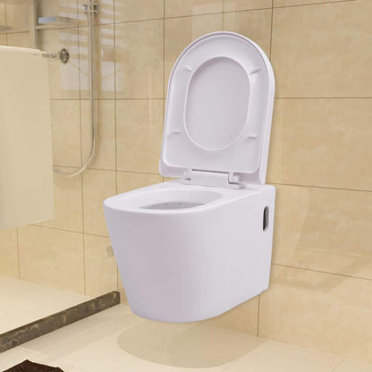 Wall Hung Toilet with Concealed Cistern Ceramic White