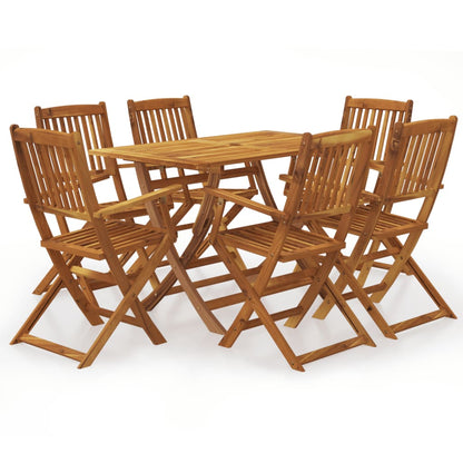 7 Piece Folding Outdoor Dining Set Solid Acacia Wood
