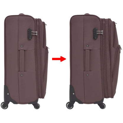 3 Piece Soft Case Trolley Set Coffee