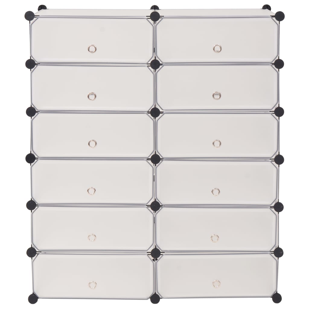 Interlocking Shoe Organiser with 12 Compartments White