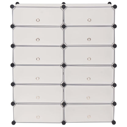 Interlocking Shoe Organiser with 12 Compartments White