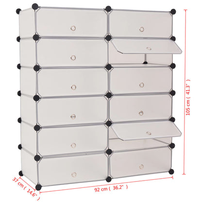 Interlocking Shoe Organiser with 12 Compartments White
