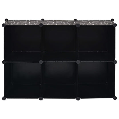 Storage Cube Organiser with 6 Compartments Black