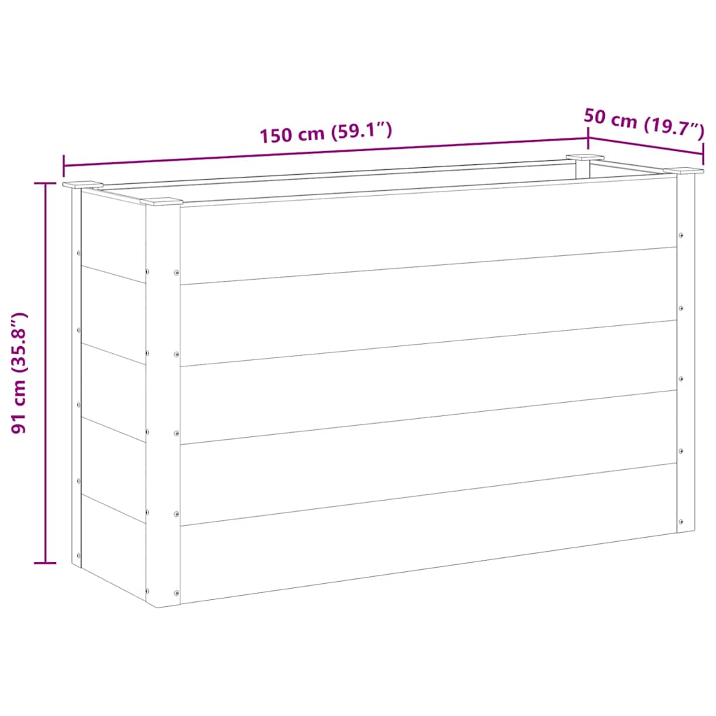 Garden Raised Bed WPC 150x50x91 cm Grey