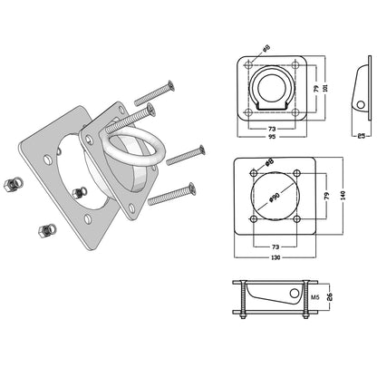 Lashing Rings for Trailer 8 pcs Galvanised Steel 2000 kg