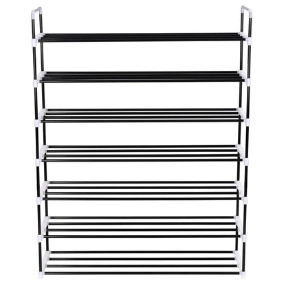 Shoe Rack with 7 Shelves Metal and Plastic Black