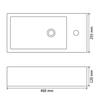 Basin with Faucet Hole Rectangular Ceramic Black 46x25.5x12 cm