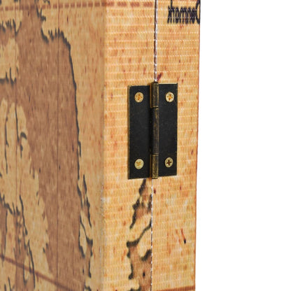 Folding Room Divider 160x170 cm World Map Yellow