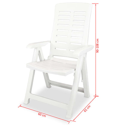 Reclining Garden Chairs 2 pcs Plastic White