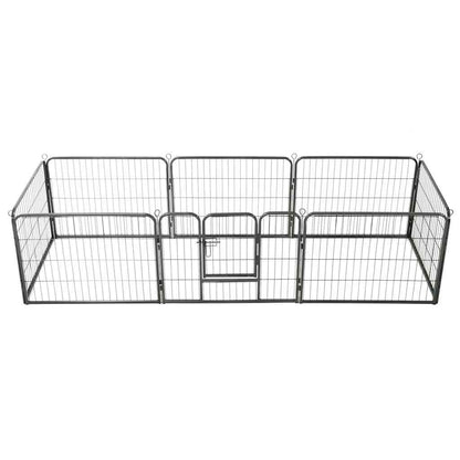 Dog Playpen 8 Panels Steel 80x60 cm Black