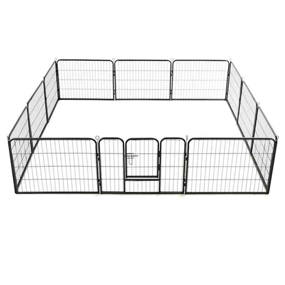 Dog Playpen 12 Panels Steel 80x60 cm Black