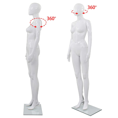 Full Body Female Mannequin with Glass Base Glossy White 175 cm