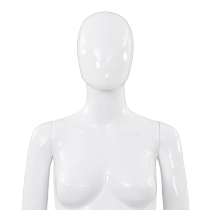 Full Body Female Mannequin with Glass Base Glossy White 175 cm