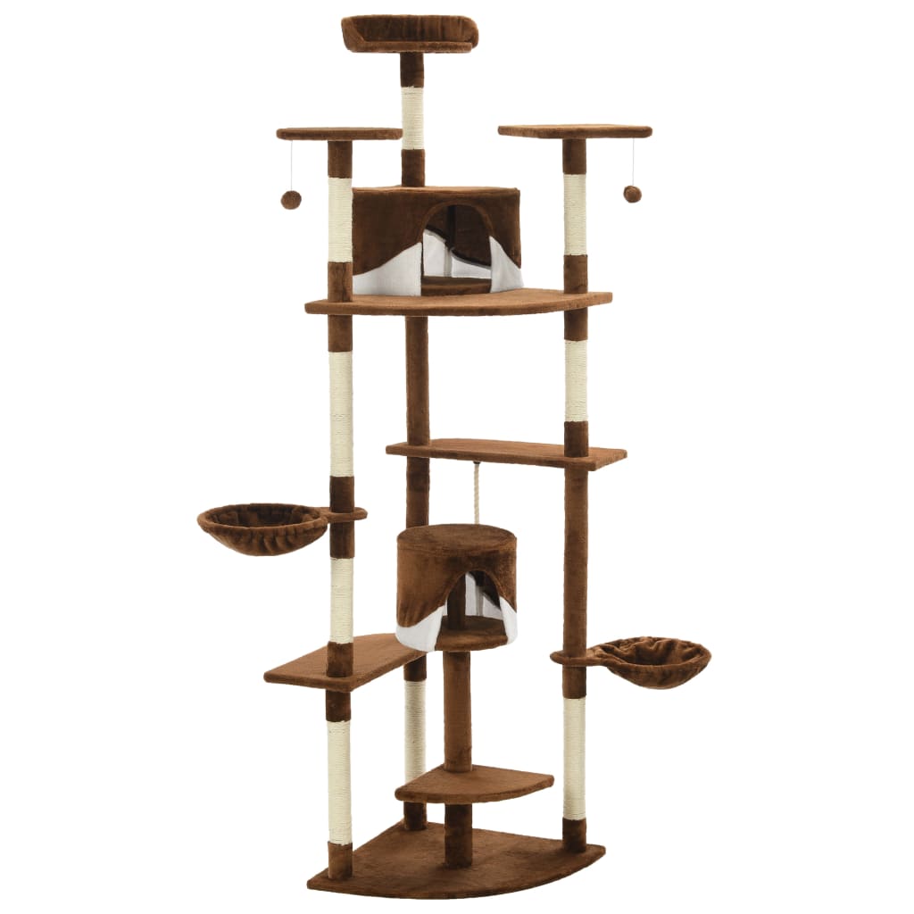 Cat Tree with Sisal Scratching Posts 203 cm Brown and White