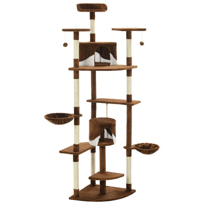 Cat Tree with Sisal Scratching Posts 203 cm Brown and White