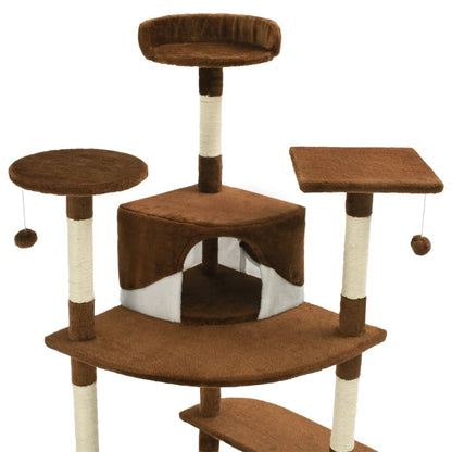 Cat Tree with Sisal Scratching Posts 203 cm Brown and White