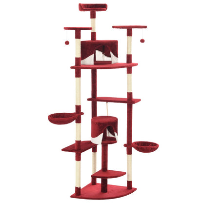 Cat Tree with Sisal Scratching Posts 203 cm Red and White