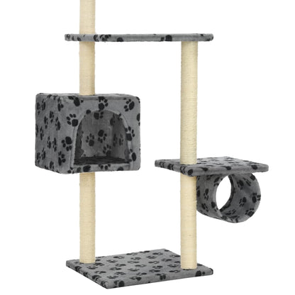 Cat Tree with Sisal Scratching Posts 260 cm Grey Paw Prints