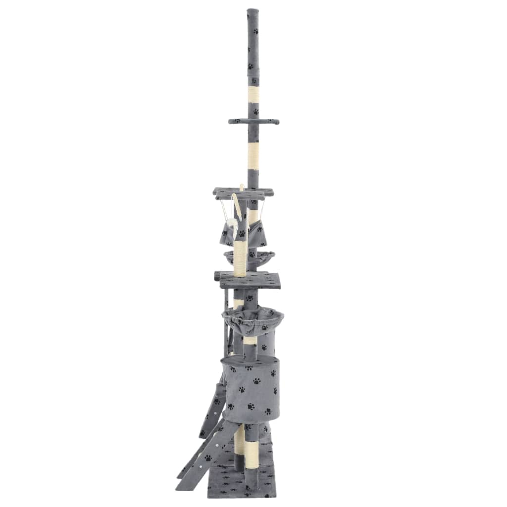 Cat Tree with Sisal Scratching Posts 230-250 cm Paw Prints Grey