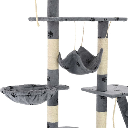 Cat Tree with Sisal Scratching Posts 230-250 cm Paw Prints Grey