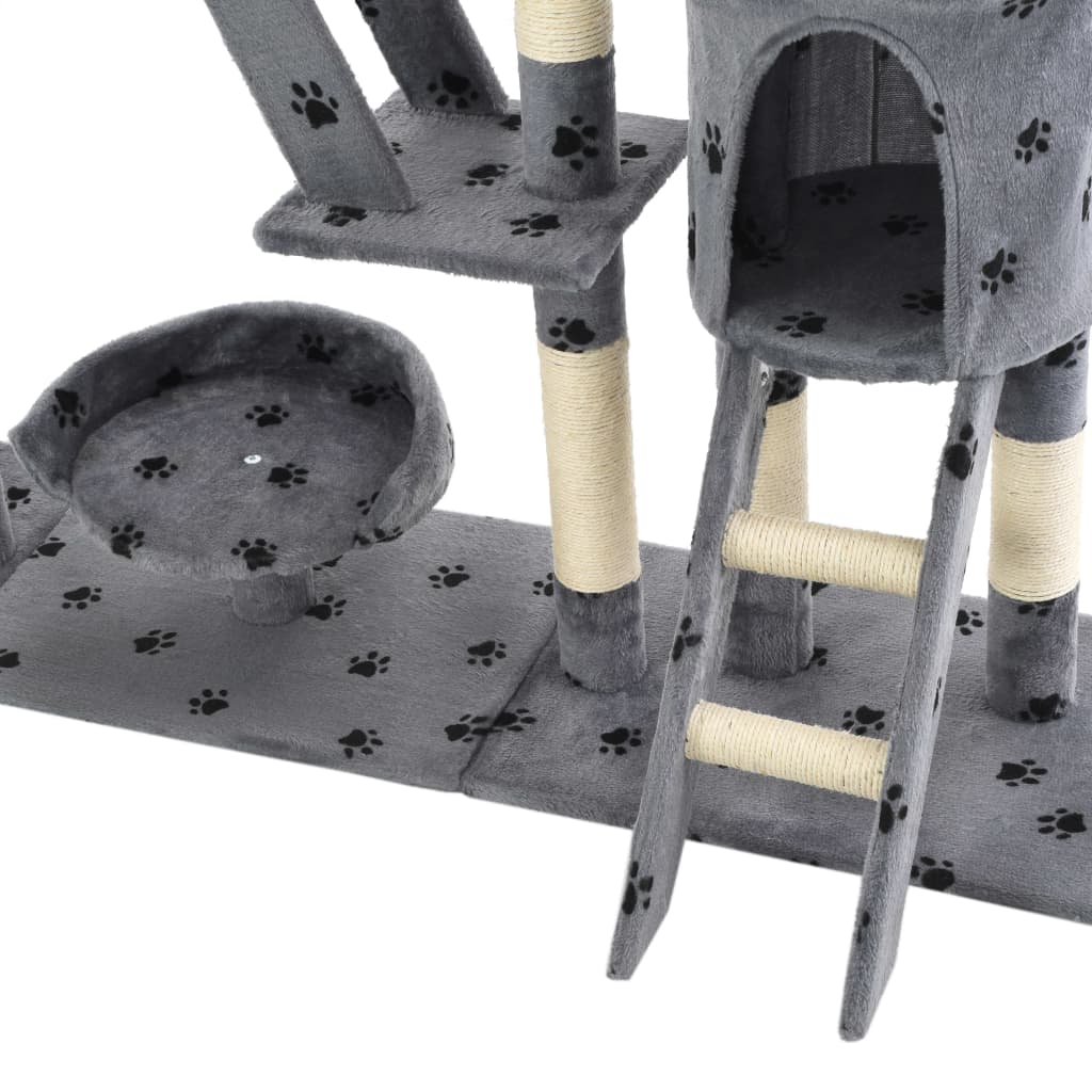 Cat Tree with Sisal Scratching Posts 230-250 cm Paw Prints Grey