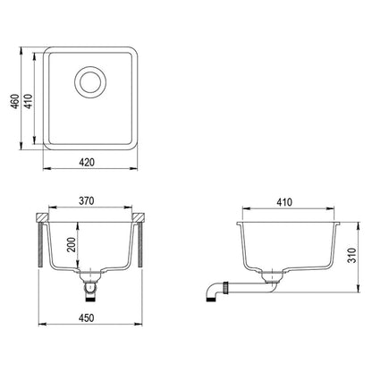 Granite Kitchen Sink Single Basin Grey