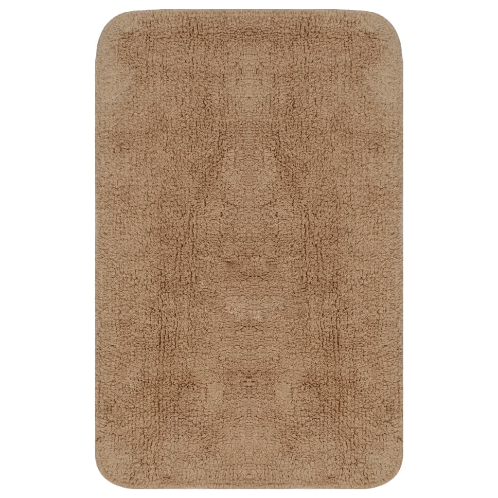 Bathroom Mat Set 3 Pieces Fabric Beige