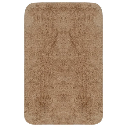 Bathroom Mat Set 3 Pieces Fabric Beige