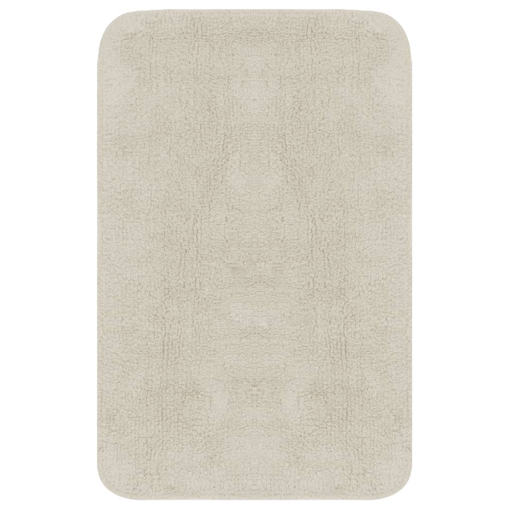 Bathroom Mat Set 3 Pieces Fabric White