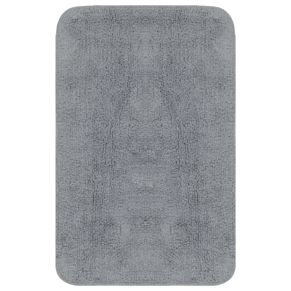 Bathroom Mat Set 2 Pieces Fabric Grey