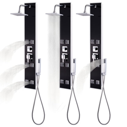 Shower Panel Unit Glass 18x42.1x120 cm Black