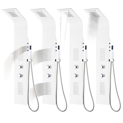 Shower Panel Unit Aluminium 20x44x130 cm White