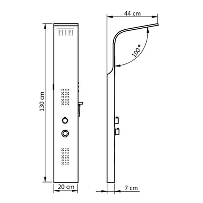 Shower Panel Unit Aluminium 20x44x130 cm White