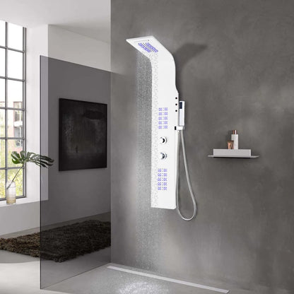 Shower Panel Unit Aluminium 20x44x130 cm White