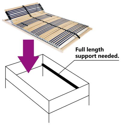 Slatted Bed Base without Mattress with 42 Slats 7 Zones 120x200 cm