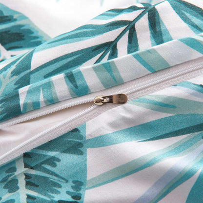 Duvet Cover Set Leaves Green 140x200/60x70 cm