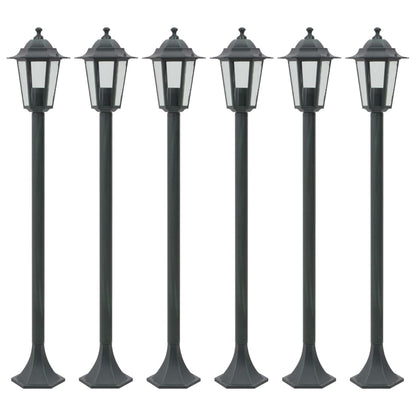 Garden Post Lights 6 pcs E27 110 cm Aluminium Dark Green