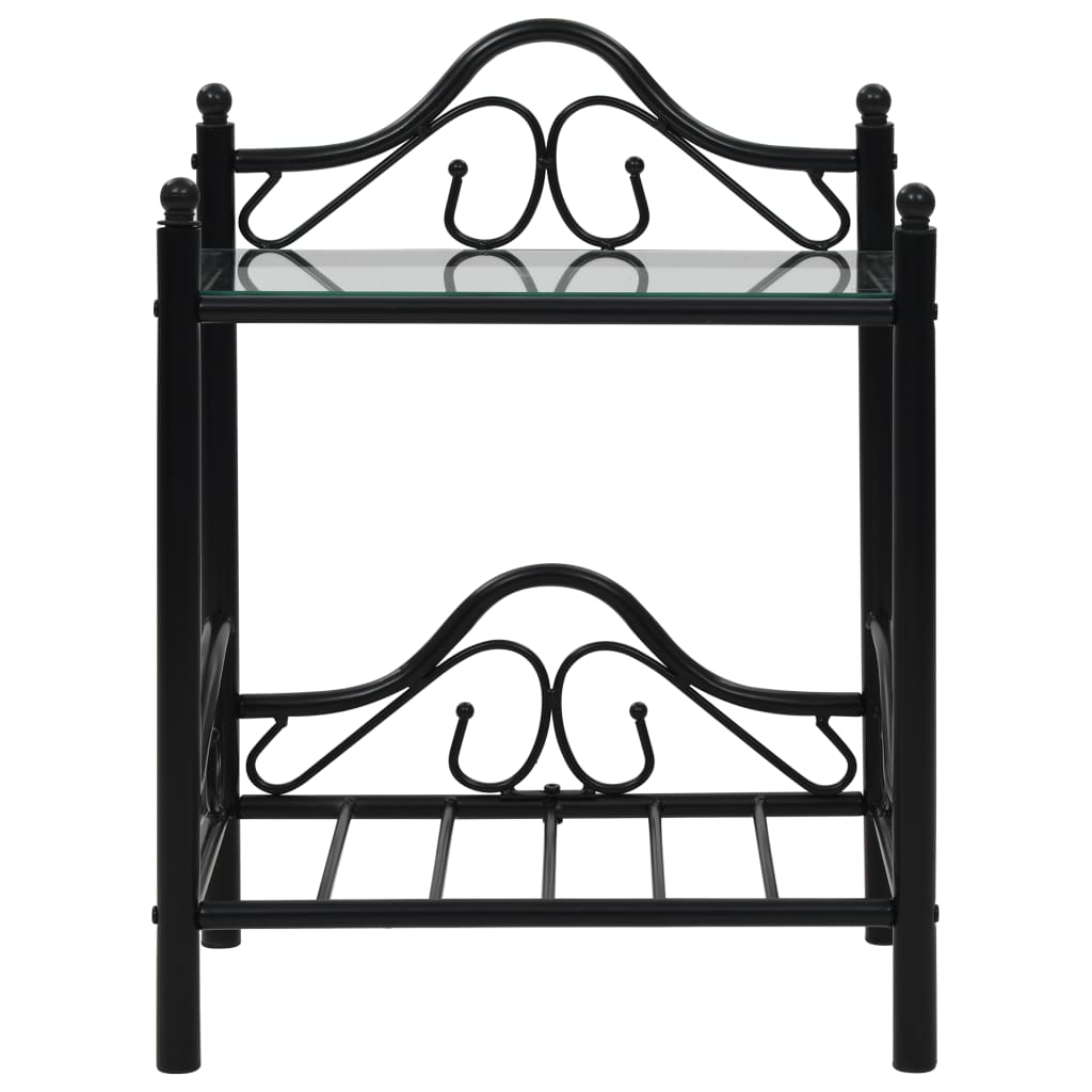 Bedside Tables 2pcs Steel and Tempered Glass 45x30.5x60cm Black