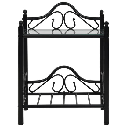 Bedside Tables 2pcs Steel and Tempered Glass 45x30.5x60cm Black