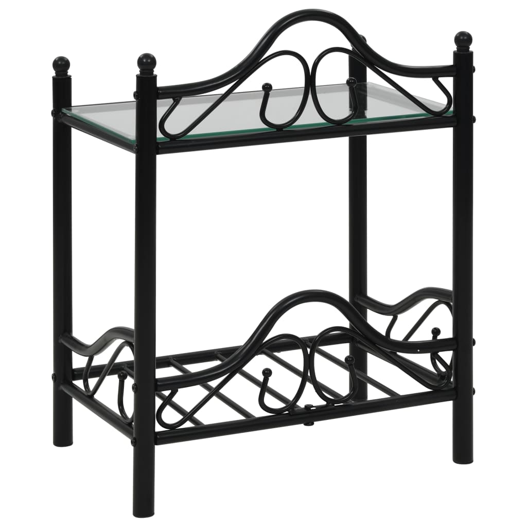 Bedside Tables 2pcs Steel and Tempered Glass 45x30.5x60cm Black