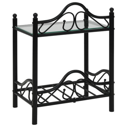 Bedside Tables 2pcs Steel and Tempered Glass 45x30.5x60cm Black