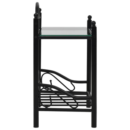 Bedside Tables 2pcs Steel and Tempered Glass 45x30.5x60cm Black