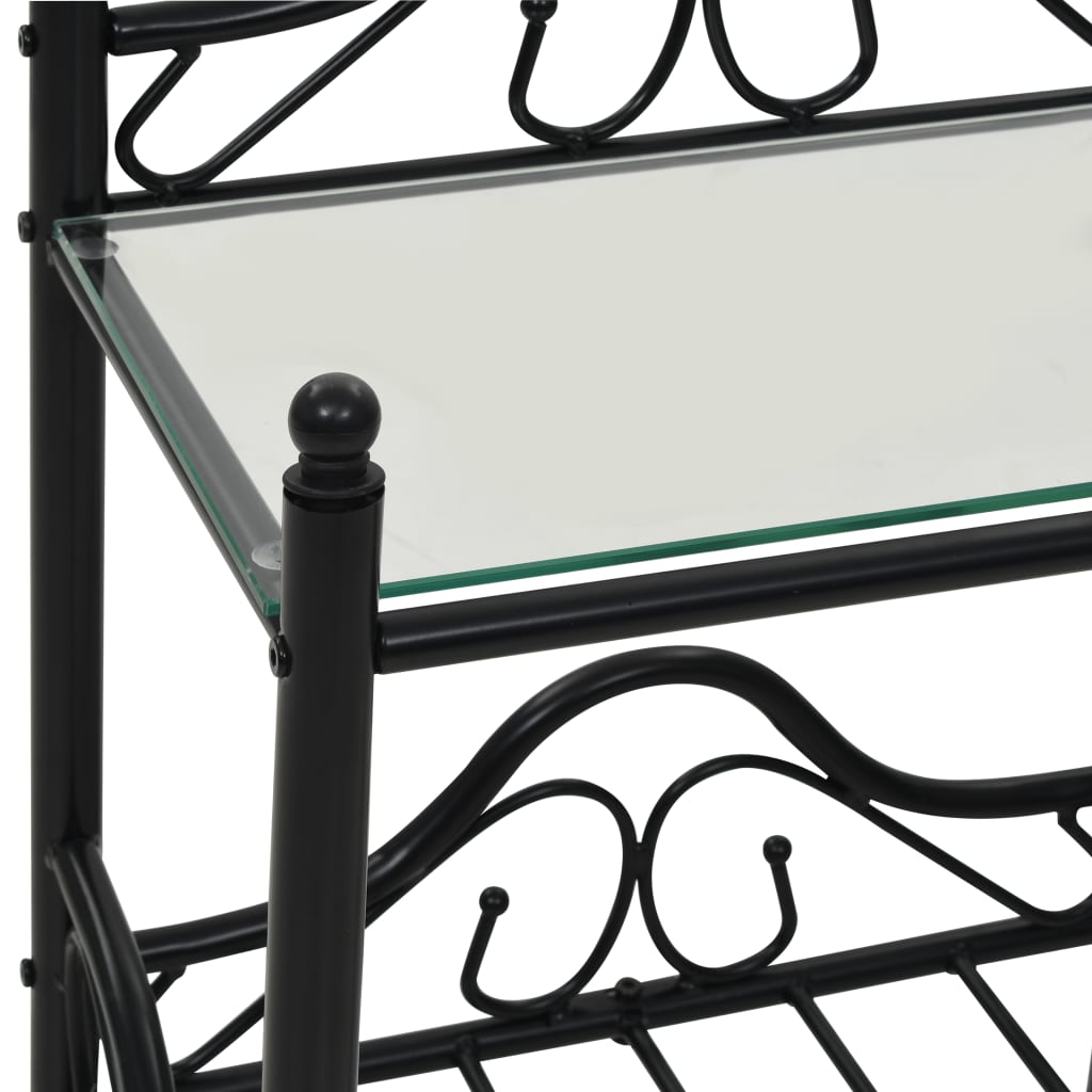 Bedside Tables 2pcs Steel and Tempered Glass 45x30.5x60cm Black