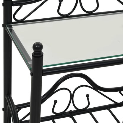 Bedside Tables 2pcs Steel and Tempered Glass 45x30.5x60cm Black