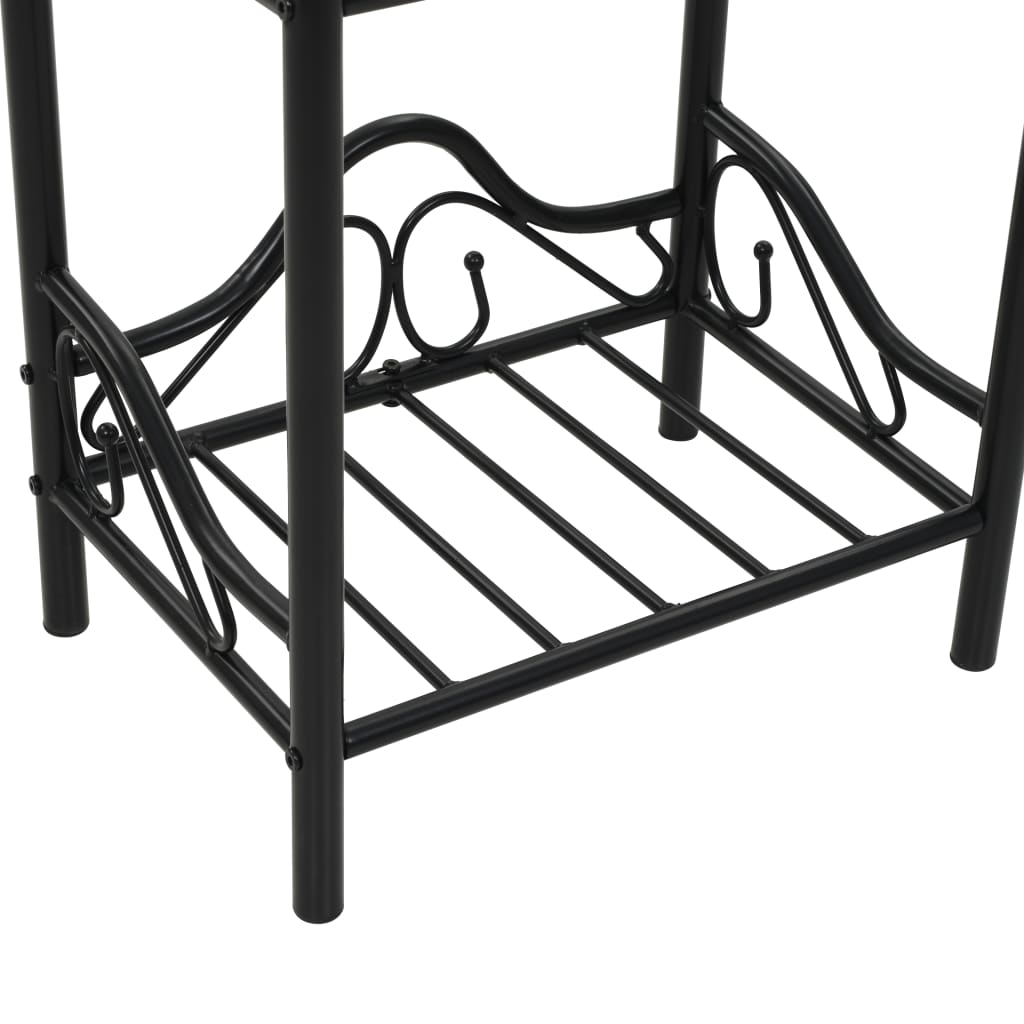 Bedside Tables 2pcs Steel and Tempered Glass 45x30.5x60cm Black