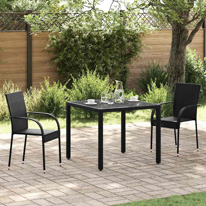 Stackable Outdoor Chairs 2 pcs Poly Rattan Black