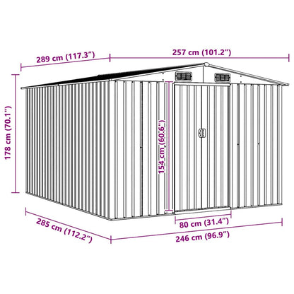 Garden Shed 257x298x178 cm Metal Green