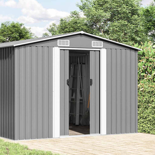 Garden Shed 257x392x181 cm Metal Grey