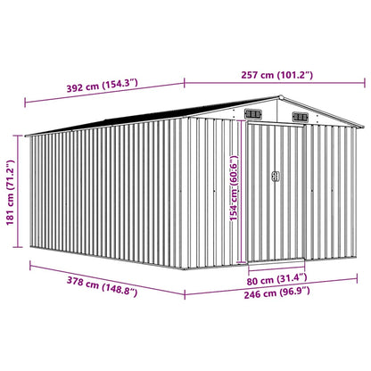 Garden Shed 257x392x181 cm Metal Anthracite